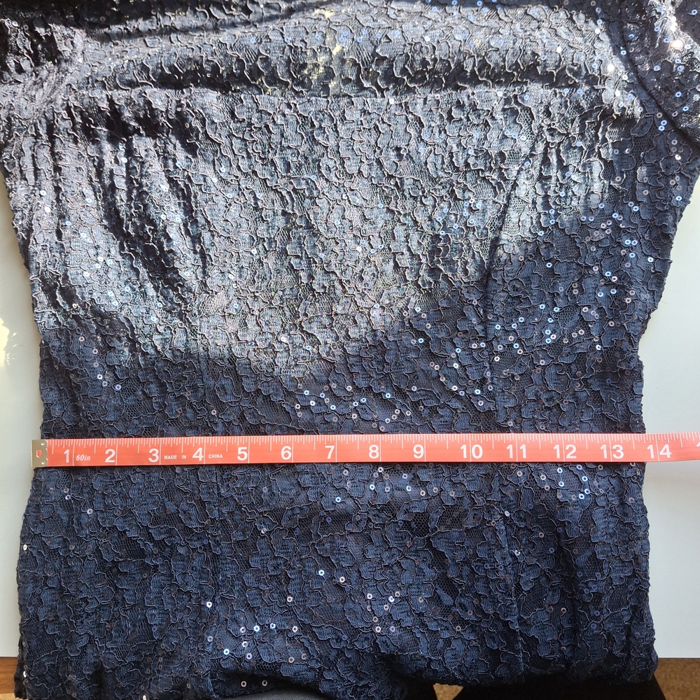 SLNY Navy Sequin Midi Dress - Picture 14 of 16